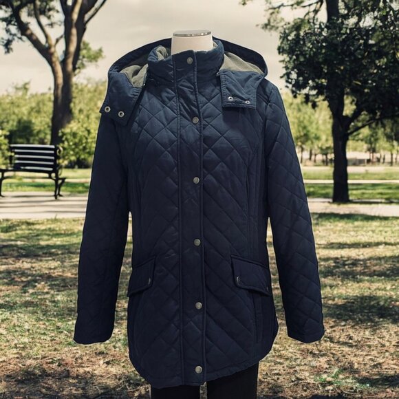G.H. Bass & Co. Jackets & Blazers - GH Bass Navy Quilted Hooded Jacket XL Warm Winter Outdoor Casual Travel Holidays
